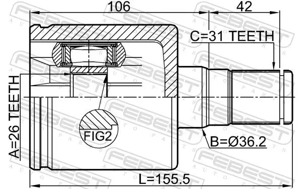 Handler.Part Joint kit, drive shaft FEBEST 2711S60IILH 2