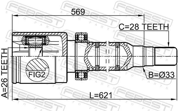 Handler.Part Joint, drive shaft FEBEST 2711S60IIRH 2