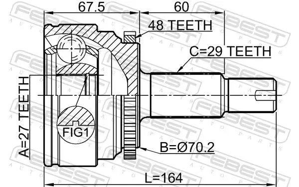 Handler.Part Joint, drive shaft FEBEST 2910DIIIF 2