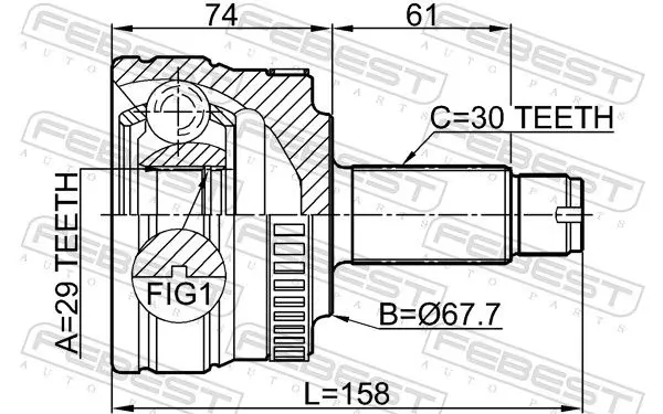 Handler.Part Joint, drive shaft FEBEST 2910RRIIIR 2