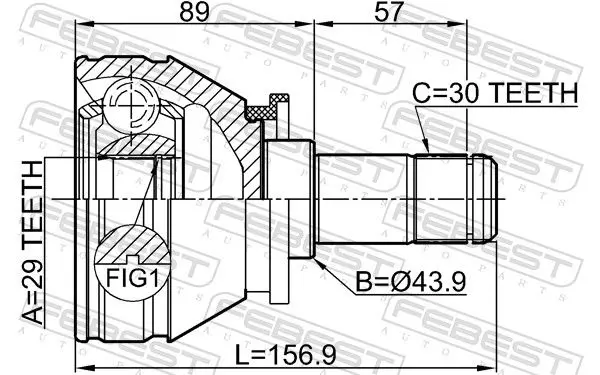 Handler.Part Joint, drive shaft FEBEST 2911RRIIIFLH 2