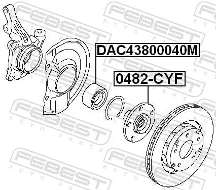 Handler.Part Wheel bearing FEBEST DAC43800040M 2