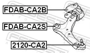 Handler.Part Control arm-/trailing arm bush FEBEST FDABCA2B 2