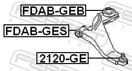 Handler.Part Control arm-/trailing arm bush FEBEST FDABGEB 2