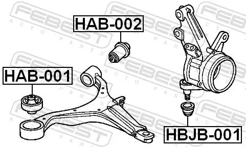 Handler.Part Control arm-/trailing arm bush FEBEST HAB001 2