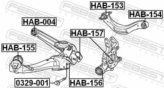 Handler.Part Control arm-/trailing arm bush FEBEST HAB004 2