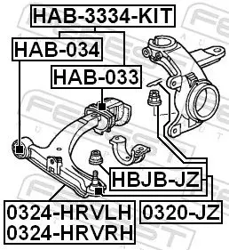 Handler.Part Control arm-/trailing arm bush FEBEST HAB033 2