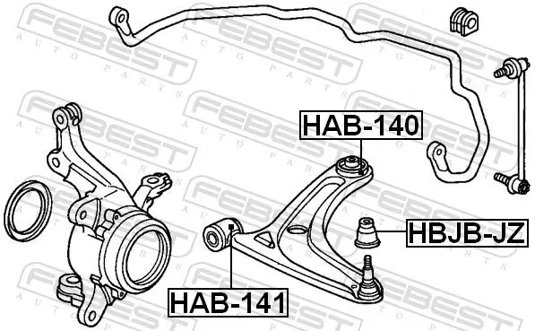 Handler.Part Control arm-/trailing arm bush FEBEST HAB140 2