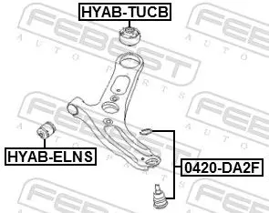 Handler.Part Control arm-/trailing arm bush FEBEST HYABELNS 2