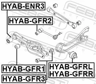 Handler.Part Control arm-/trailing arm bush FEBEST HYABGFR2 2