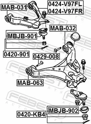 Handler.Part Control arm-/trailing arm bush FEBEST MAB031 2