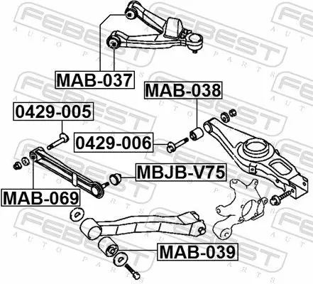 Handler.Part Control arm-/trailing arm bush FEBEST MAB069 2