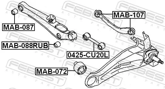 Handler.Part Control arm-/trailing arm bush FEBEST MAB088RUB 2