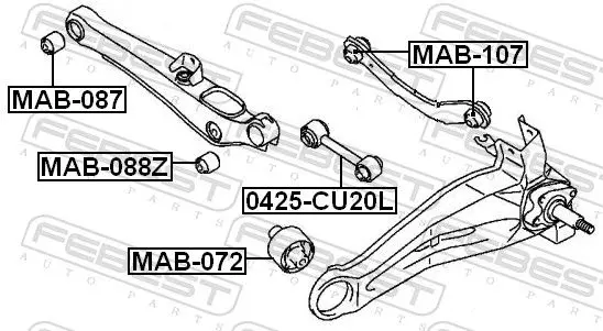 Handler.Part Control arm-/trailing arm bush FEBEST MAB088Z 2