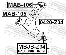 Handler.Part Control arm-/trailing arm bush FEBEST MAB105 2