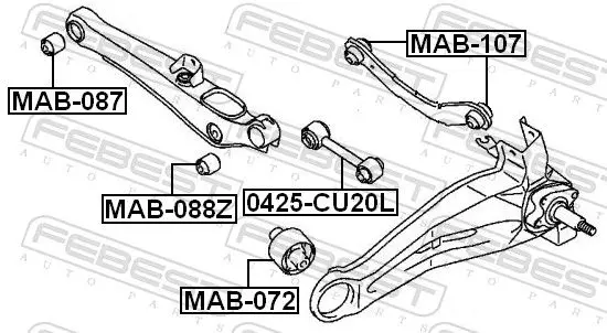 Handler.Part Control arm-/trailing arm bush FEBEST MAB107 2