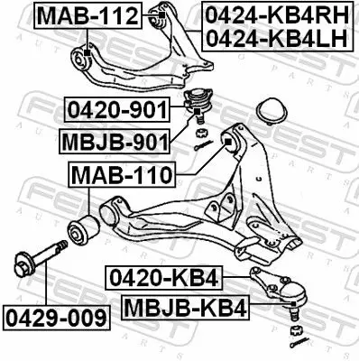 Handler.Part Control arm-/trailing arm bush FEBEST MAB112 2