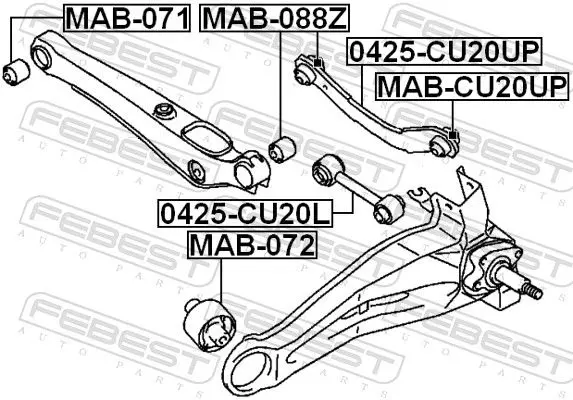 Handler.Part Control arm-/trailing arm bush FEBEST MABCU20UP 2