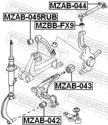 Handler.Part Control arm-/trailing arm bush FEBEST MZAB045RUB 2