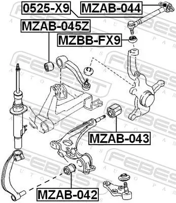 Handler.Part Control arm-/trailing arm bush FEBEST MZAB045Z 2