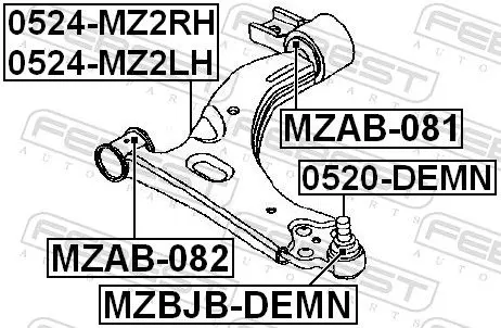 Handler.Part Control arm-/trailing arm bush FEBEST MZAB082 2