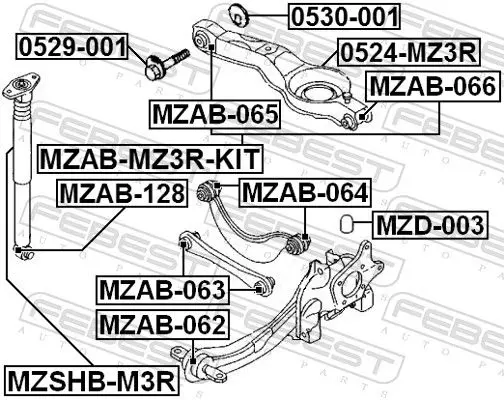 Handler.Part Bush, shock absorber FEBEST MZAB128 2