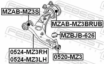 Handler.Part Control arm-/trailing arm bush FEBEST MZABMZ3BRUB 2