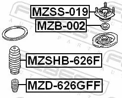 Handler.Part Anti-friction bearing, suspension strut support mounting FEBEST MZB002 2