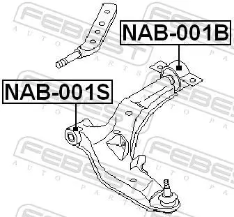 Handler.Part Control arm-/trailing arm bush FEBEST NAB001S 2