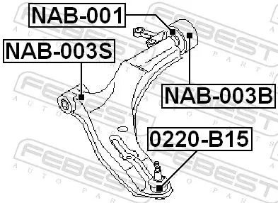 Handler.Part Control arm-/trailing arm bush FEBEST NAB003B 2