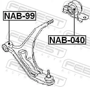 Handler.Part Control arm-/trailing arm bush FEBEST NAB040 2