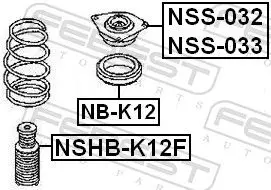 Handler.Part Anti-friction bearing, suspension strut support mounting FEBEST NBK12 2