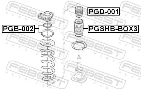 Handler.Part Anti-friction bearing, suspension strut support mounting FEBEST PGB002 2