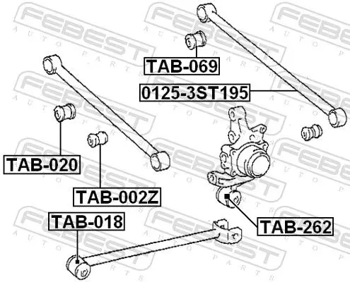 Handler.Part Control arm-/trailing arm bush FEBEST TAB018 2