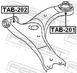 Handler.Part Control arm-/trailing arm bush FEBEST TAB202 2