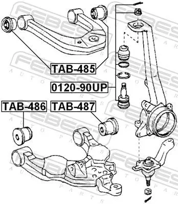 Handler.Part Control arm-/trailing arm bush FEBEST TAB485 2