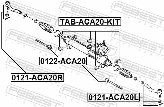 Handler.Part Mounting, steering gear FEBEST TABACA20KIT 2