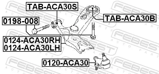 Handler.Part Control arm-/trailing arm bush FEBEST TABACA30S 2