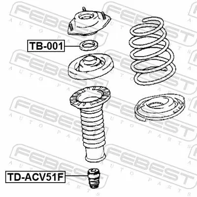 Handler.Part Anti-friction bearing, suspension strut support mounting FEBEST TB001 2