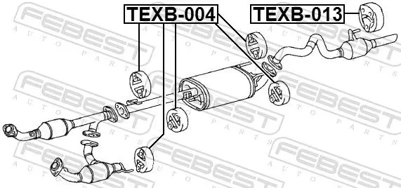 Handler.Part Mounting kit, exhaust system FEBEST TEXB013 2