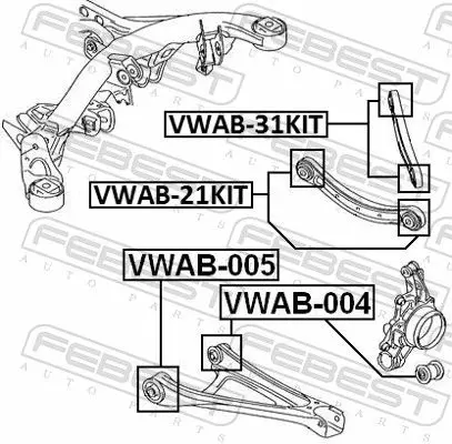 Handler.Part Control arm-/trailing arm bush FEBEST VWAB31KIT 2