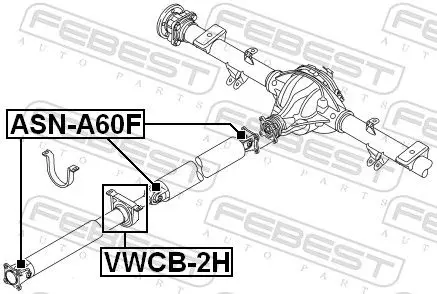 Handler.Part Bearing, propshaft centre bearing FEBEST VWCB2H 2