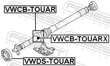 Handler.Part Bearing, propshaft centre bearing FEBEST VWCBTOUARX 2