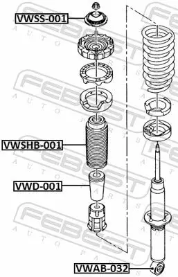 Handler.Part Shock absorber FEBEST VWD001 2