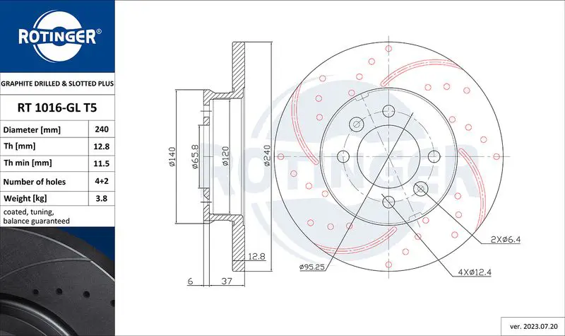 Handler.Part Brake disc ROTINGER RT1016GLT5 1