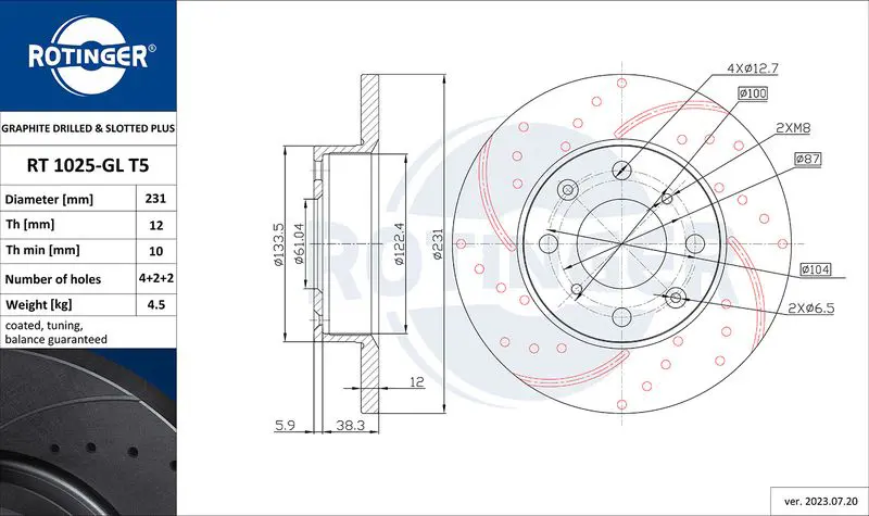 Handler.Part Brake disc ROTINGER RT1025GLT5 1