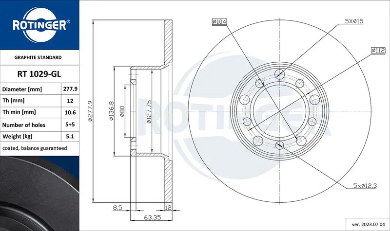 Handler.Part Brake disc ROTINGER RT1029GL 1