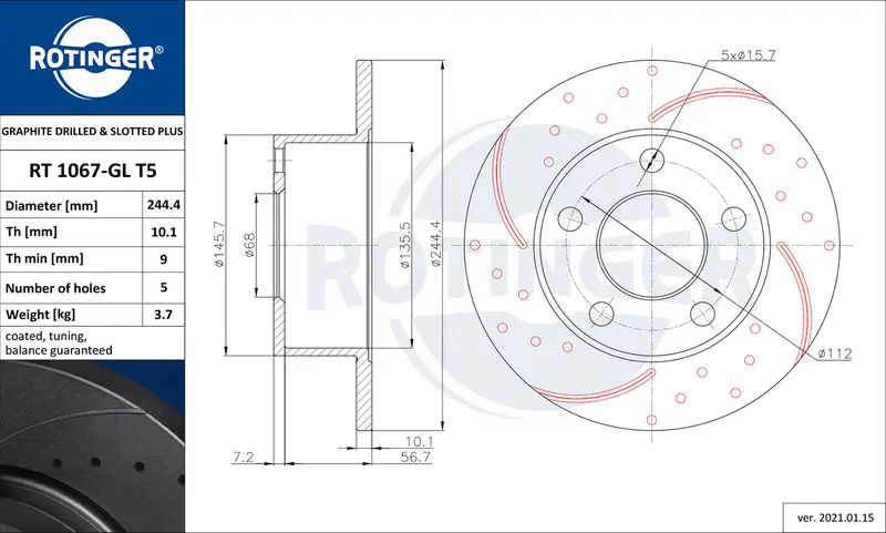 Handler.Part Brake disc ROTINGER RT1067GLT5 1