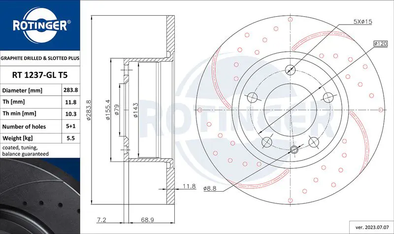 Handler.Part Brake disc ROTINGER RT1237GLT5 1