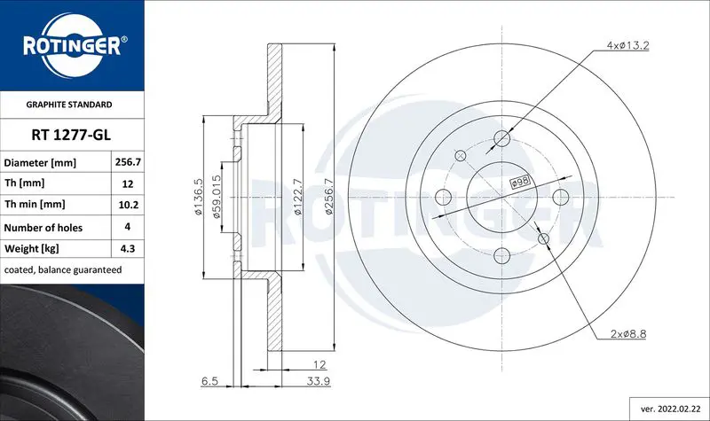 Handler.Part Brake disc ROTINGER RT1277GL 1